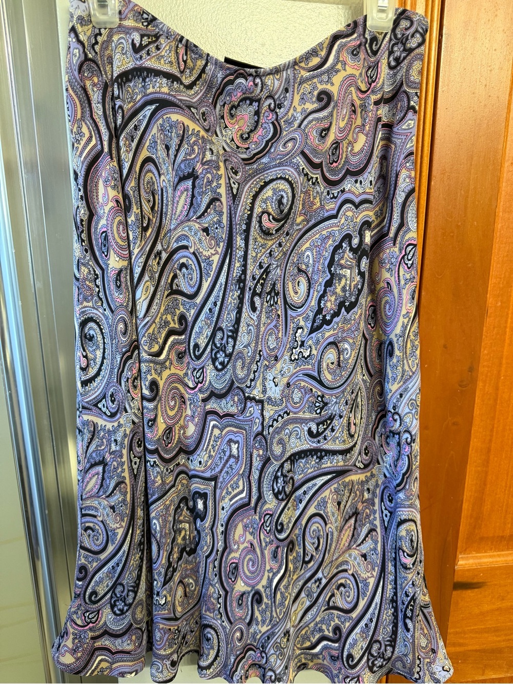 INC International Concepts Lavender and Black Paisley A-Line Skirt